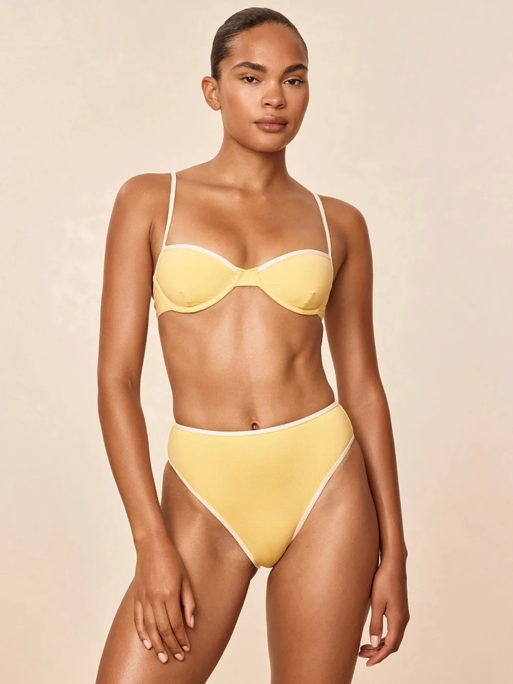 MONDAY SWIMWEAR YELLOW RAVELLO AND CAPRI BLOCK TOP SIZE SMALL